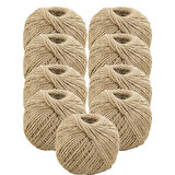 JUT DEKORATİF 9 TOP – 100 Metre 100 Gram ÇUVAL HASIR HALAT İPİ (9 Adet)