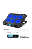 X6A Gaming Pad 6 Fanlı Notebook Laptop Soğutucu Fan Mavi Led Işıklı Dizüstü Bilgisayar Standı Stant
