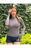 Basic Bisiklet Yaka Uzun Kollu Slim Fit Kadın Body T-shirt