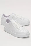 Unisex Bağcıklı Spor Sneaker Ayakkabı BEYAZ - BEYAZ