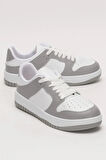 Unisex Bağcıklı Spor Sneaker Ayakkabı BEYAZ - GRİ