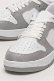 Unisex Bağcıklı Spor Sneaker Ayakkabı BEYAZ - GRİ