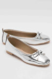 Fiyonklu Günlük Kadın Babet Ayakkabı GÜMÜŞ