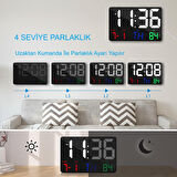  HyMark Dijital Duvar Saati Renkli HD LED Ekran 25X16 Cm Tarih Gün Sıcaklık Alarm USB Dekoratif