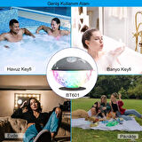 HyMark Bluetooth BT601 Havuz Hoparlörü Renkli RGB Led Işık IP68 Su Geçirmez Dahili Şarjlı Pilli Ses Bombası