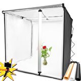 TriLine 80x80CM Profesyonel Stüdyo Led Işıklı Ürün Fotoğraf Çekim Çadırı
