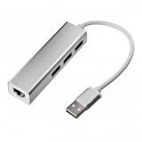 TriLine Aluminyum USB to RJ45 Ethernet + USB 3 Port HUB Çoklayıcı
