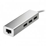 TriLine Aluminyum USB to RJ45 Ethernet + USB 3 Port HUB Çoklayıcı
