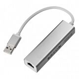 TriLine Aluminyum USB to RJ45 Ethernet + USB 3 Port HUB Çoklayıcı