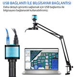 TriLine 48MP 4K 60F/S Endüstriyel Mikroskop Katlanabilir Tutucu 150X Zoom Lensli 56 Led Halka Işık