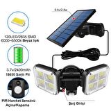 UpWay Güneş Enerjili 120 Led Şarjlı Hareket Sensörlü 500 Lümen Solar Aydınlatma Lamba