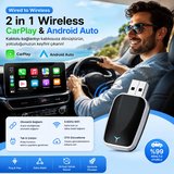 TriLine Kablosuz CarPlay Android Auto Mini 2in1 USB Wireless Carplay Dönüştürücü Type-C OTG Destekli