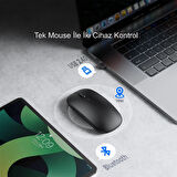 HyMark Sessiz Tıklama Şarjlı Çift Modlu Bluetooth Kablosuz 2.4Ghz Siyah Mouse