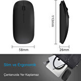HyMark Sessiz Tıklama Şarjlı Çift Modlu Bluetooth Kablosuz 2.4Ghz Siyah Mouse