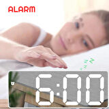 TriLine Aynalı LED Dijital Masa Saati Termometre Alarm Takvimli