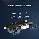 TriLine Bluetooth Hoparlör Şarjlı Yatay Ses Sistemi LED Ekran FM Çalar Saat Sıcaklık PC USB Aux Tf Kart