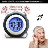 UpWay LED Işıklı Yüksek Zil Sesli Dijital Masa Saati Zaman Tarih Çift Alarm
