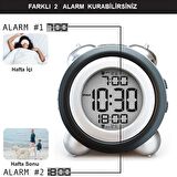 UpWay LED Işıklı Yüksek Zil Sesli Dijital Masa Saati Zaman Tarih Çift Alarm