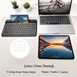 TriLine 78 Yuvarlak Tuşlu İngilizce Bluetooth Tablet Telefon Klavyesi Şarjlı Mini Boy 29x16cm