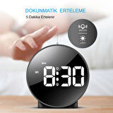 HyMark Yuvarlak Siyah Dijital LED Masa Saati USB Güç Saat Erteleme Modern Saat
