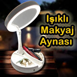Işıklı Büyüteçli Makyaj Aynası, 10x Büyüteçli 21 Led Işıklı Seyahat Makyaj Aynası, Çift Taraflı Kompakt Ayna, Makyaj Masası ve Seyahat için Işıklı Makyaj Aynası.