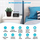 HyMark Mavi Projeksiyonlu Çalar Saat FM Radyo Dijital Saat USB Şarj Sıcaklık 4 Seviye Parlaklık