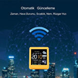 HyMark Akıllı Mini Hava Durumu İstasyonu 1.54 inç LED LCD 28x28mm Dijital Ekran WiFi Saat Sıcaklık Nem