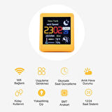 HyMark Akıllı Mini Hava Durumu İstasyonu 1.54 inç LED LCD 28x28mm Dijital Ekran WiFi Saat Sıcaklık Nem