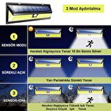 TriLine Solar 180 LED Güneş Enerjili Kumandalı 3 Modlu Duvar Lambası