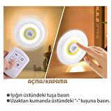 UpWay Kumandalı Dolap Tezgah Üstü Parlaklık Ayarlanabilir COB LED Gece Lambası-3’lü Paket