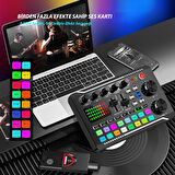 HyMark Stüdyo Ses Mikseri Şarjlı F998 Bluetooth DJ Canlı Yayın Kondenser Mikrofon Bağlantısı
