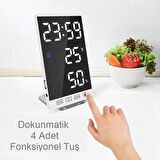 UpWay 6 inç Dijital Aynalı LED Ekran Masa Saati Alarm Sıcaklık Nem USB
