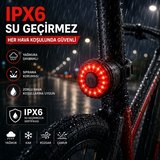 TriLine Akıllı Bisiklet Kuyruk Lambası Fren Sensörlü Type-C Şarjlı IPX6 Su Geçirmez LED Arka Stop Işığı