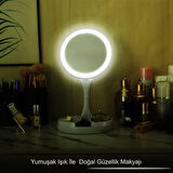 HyMark 10X Büyütme Çift Taraflı Katlanabilir 21 LED Işıklı Makyaj Aynası USB Kablo