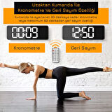 UpWay Kumandalı Büyük  HD LED Ekranlı Dijital Masa Duvar Saati Elektronik Saat Sıcaklık Tarih Turuncu
