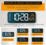 UpWay Kumandalı Büyük  HD LED Ekranlı Dijital Masa Duvar Saati Elektronik Saat Sıcaklık Tarih Turuncu