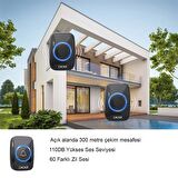 UpWay Ledli 60 Melodi Cacazi Kablosuz Kapı Zili + Koruyucu Kapak