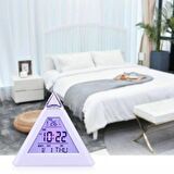 UpWay 7 Renkli Piramit Şekilli Dijital Led Çalar Saat Alarm Termometre Masa Saati