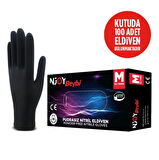 Beybi Njoy Nitril Siyah Pudrasız Eldiven 100' lü Paket Medium