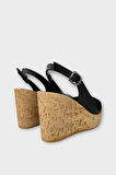 Yandan Tokalı Önü Açık Dolgu Taban Sandalet Ayakkabı  SİYAH