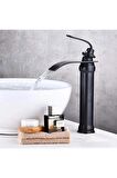 Banyo Çanak Lavabo Bataryası Mat Siyah Renk Şelale Model 7 Yıl Garantili Ithal