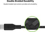Belkin USB-C USB-C USB-IF Sertifikalı Çift Örgülü Data ve Şarj Kablosu, 100W, 2 Metre