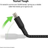 Belkin USB-C USB-C USB-IF Sertifikalı Çift Örgülü Data ve Şarj Kablosu, 100W, 2 Metre