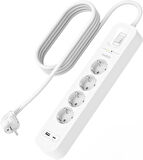 Belkin 4'lü Yüksek Gerilim Korumalı Çoklu Priz, Hızlı şarj için USB C PD'li USB-C ve USB-A, 525 jul koruma 2m, Beyaz