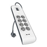 Belkin BSV804VF2M-V2 8'li 2M Akım Koruma Priz+2x USB-A
