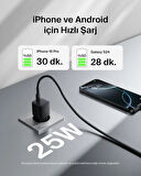 Belkin USB-C 25 W PD 3.0 PPS Hızlı Şarj Cihazı, Siyah