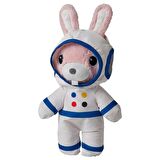 AFTONSPARV 28 Cm Çıkarılabilir Astronot Giysili Tavşan Yumuşak Peluş Oyuncak Pembe Uzay Temalı