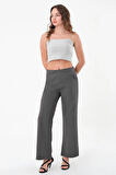 Kadın Antrasit Bel Lastikli Palazzo Pantolon