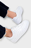 Unisex Düz Hafif Taban Günlük Sneaker Ayakkabı BEYAZ