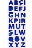 Sticker Kabartmalı Sticker Defter Planlayıcı Etiket (cb509) 16x7 cm- Mavi Harfler